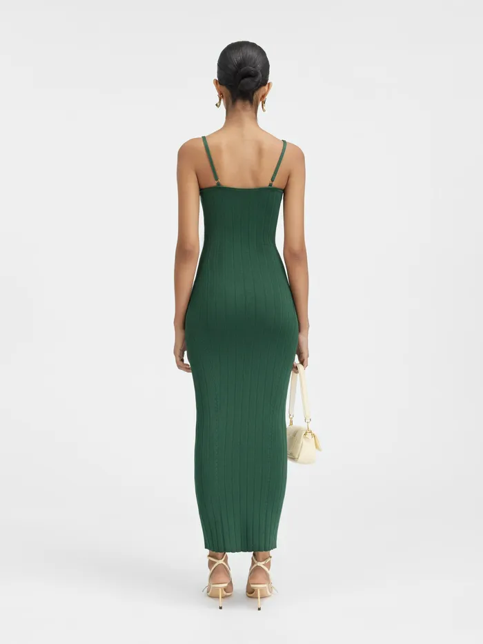 JACQUEMUS Dresses and Skirts Knitted Lingerie Dress Dark Green 8211 Women
