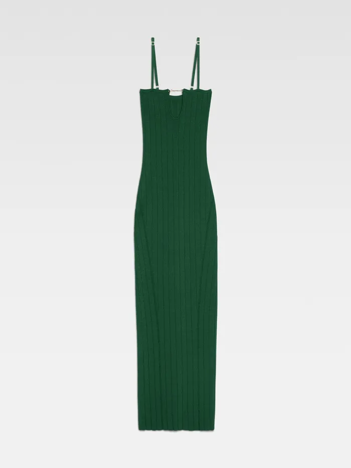 JACQUEMUS Dresses and Skirts Knitted Lingerie Dress Dark Green 8211 Women