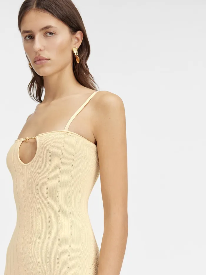 JACQUEMUS Dresses and Skirts Knitted Lingerie Dress Light Ivory 8211 Women