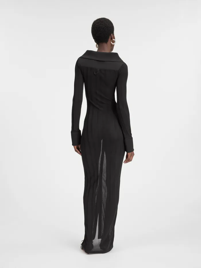JACQUEMUS Dresses and Skirts Knitted Long Shirt Dress Black 8211 Women