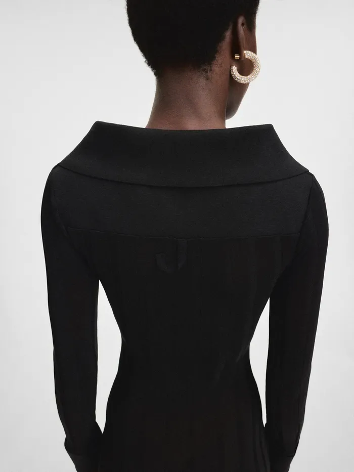 JACQUEMUS Dresses and Skirts Knitted Long Shirt Dress Black 8211 Women