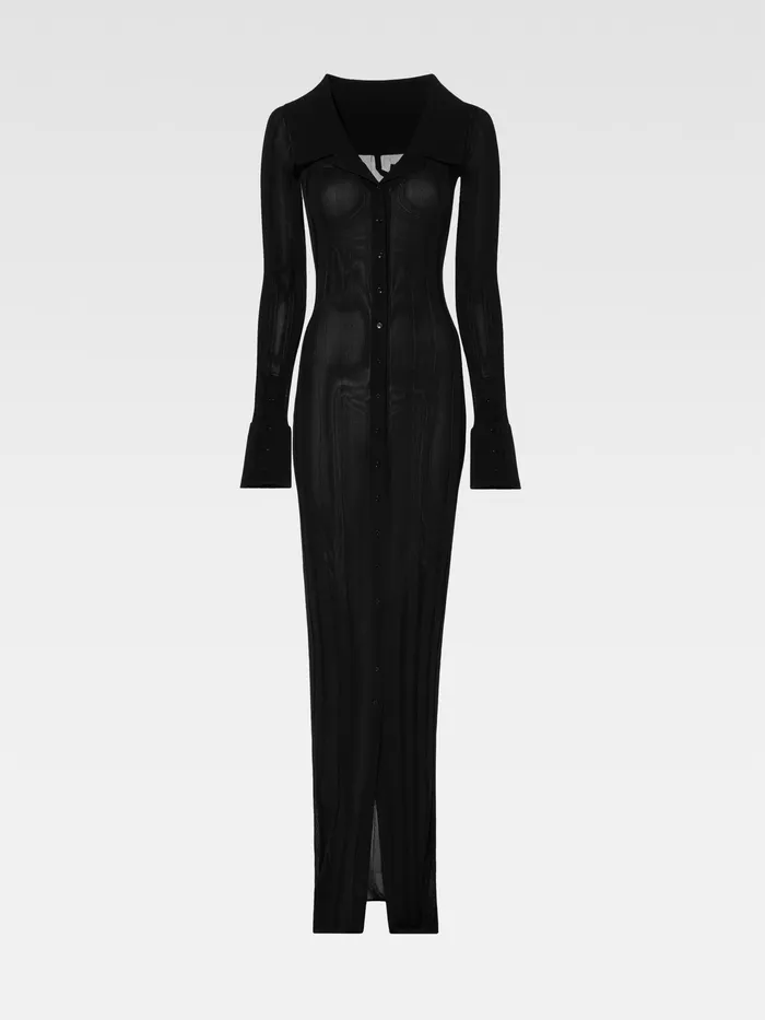 JACQUEMUS Dresses and Skirts Knitted Long Shirt Dress Black 8211 Women