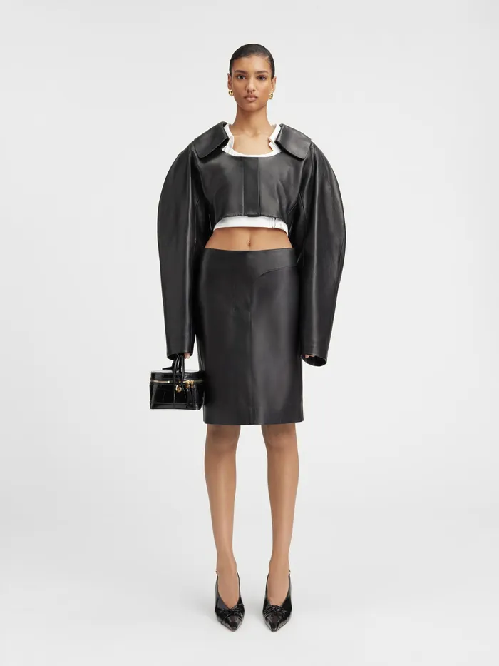 JACQUEMUS Dresses and Skirts Leather Asymmetric Skirt Black 8211 Women