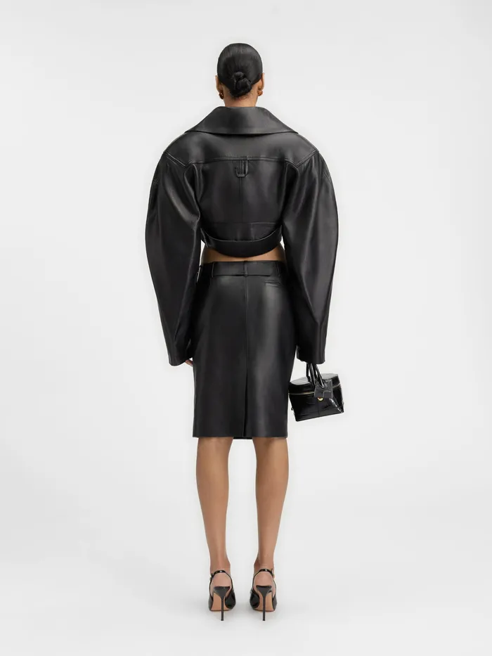 JACQUEMUS Dresses and Skirts Leather Asymmetric Skirt Black 8211 Women