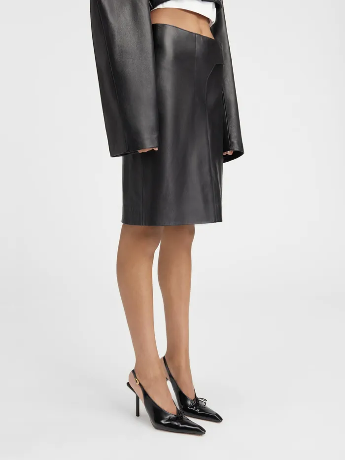 JACQUEMUS Dresses and Skirts Leather Asymmetric Skirt Black 8211 Women