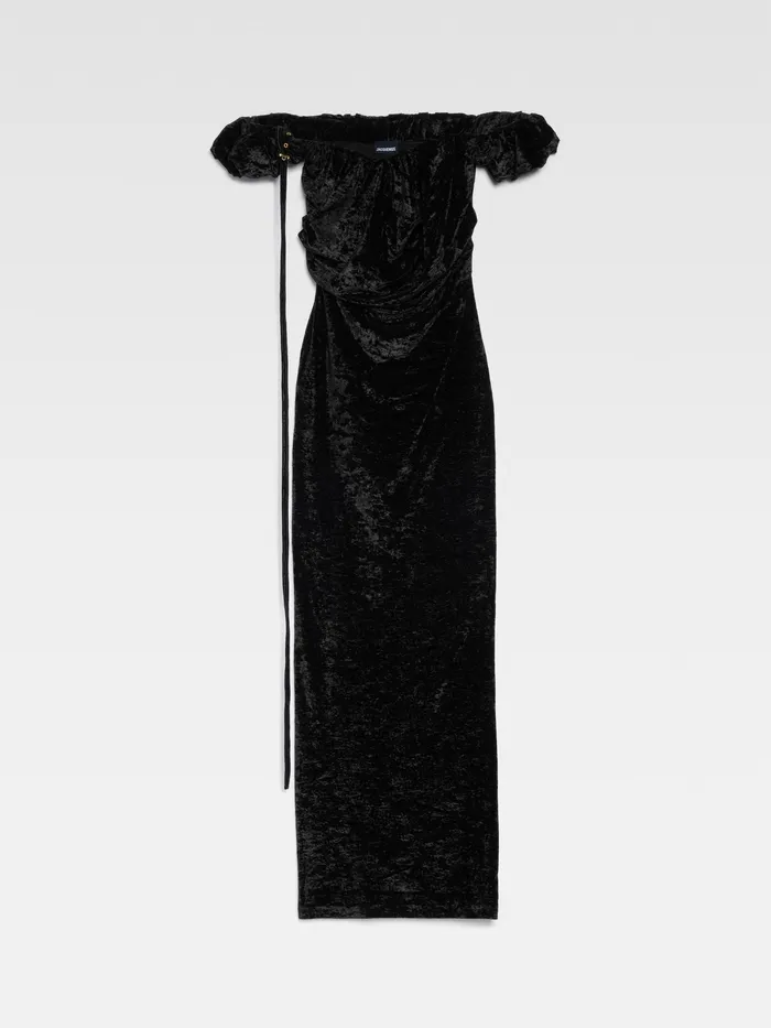 JACQUEMUS Dresses and Skirts Long Asymetric Draped Dress Black 8211 Women