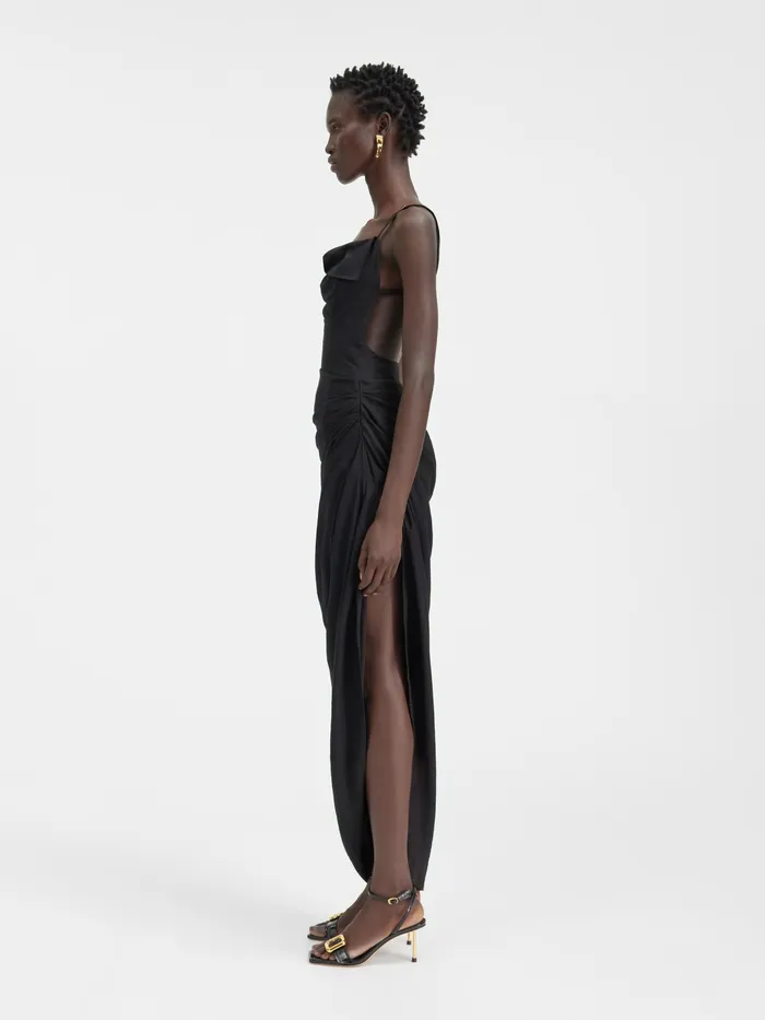 JACQUEMUS Dresses and Skirts Long Asymmetric Draped Dress Black 8211 Women