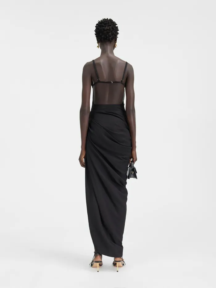 JACQUEMUS Dresses and Skirts Long Asymmetric Draped Dress Black 8211 Women