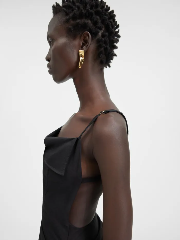 JACQUEMUS Dresses and Skirts Long Asymmetric Draped Dress Black 8211 Women