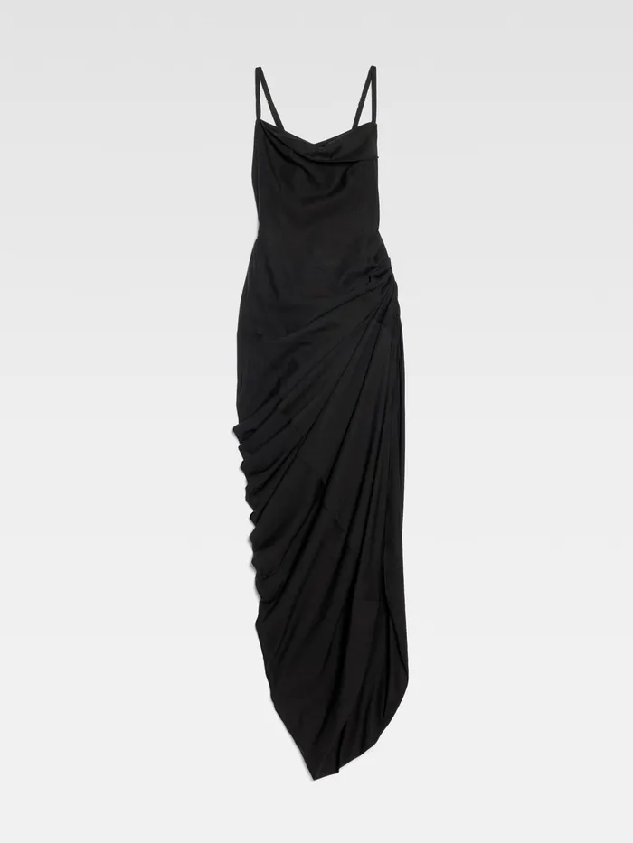 JACQUEMUS Dresses and Skirts Long Asymmetric Draped Dress Black 8211 Women