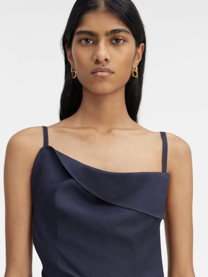 JACQUEMUS Dresses and Skirts Long Asymmetric Draped Dress Dark Navy 8211 Women