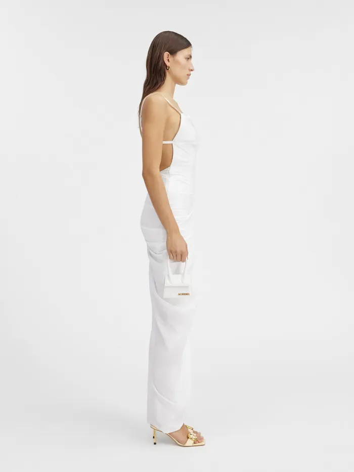 JACQUEMUS Dresses and Skirts Long Asymmetric Draped Dress White 8211 Women
