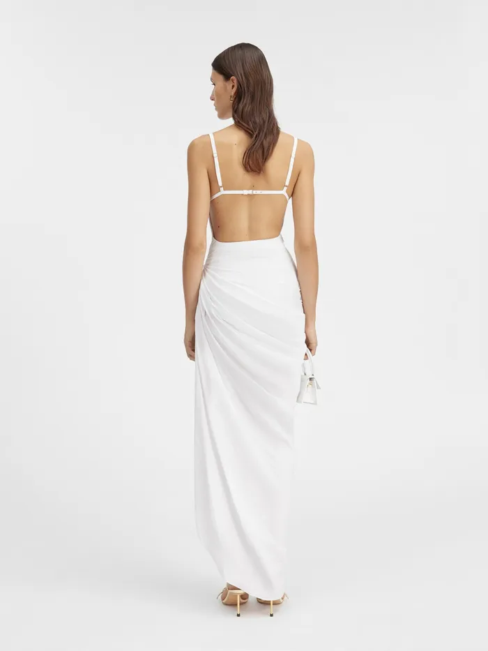 JACQUEMUS Dresses and Skirts Long Asymmetric Draped Dress White 8211 Women