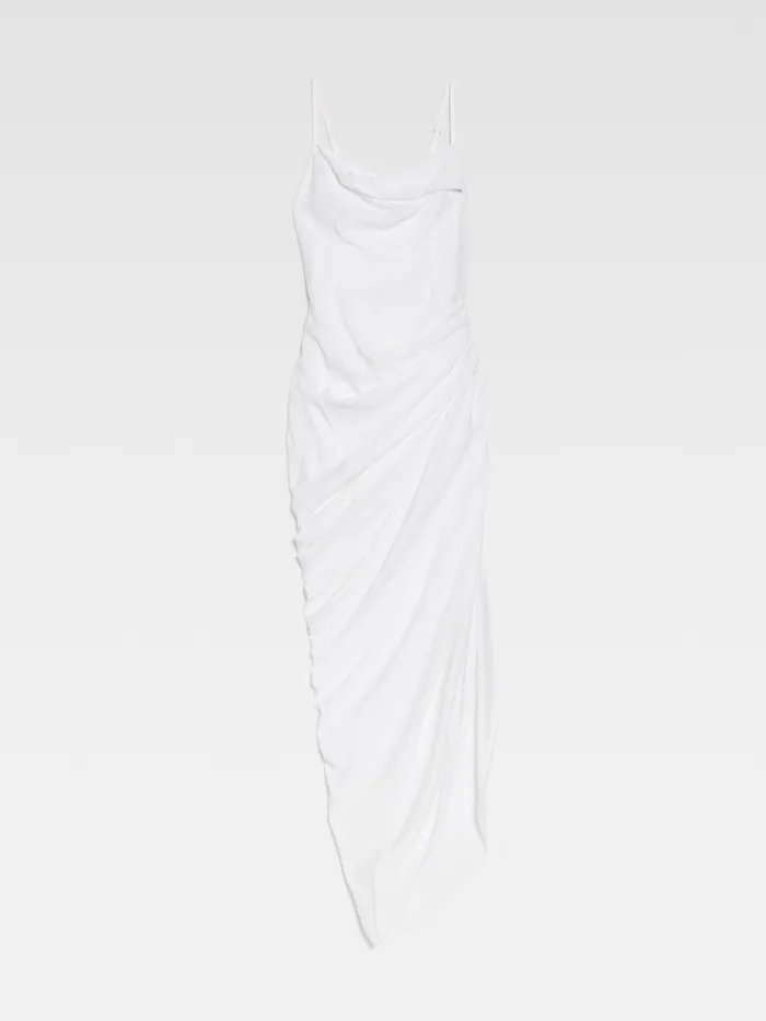 JACQUEMUS Dresses and Skirts Long Asymmetric Draped Dress White 8211 Women