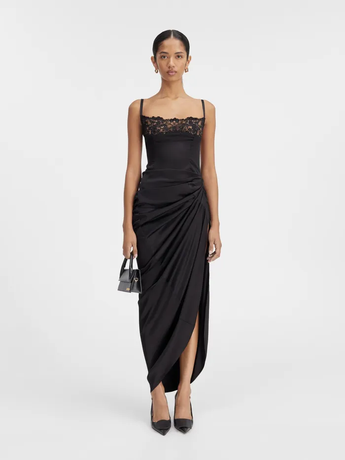 JACQUEMUS Dresses and Skirts Long Asymmetric Lingerie Dress Black 8211 Women