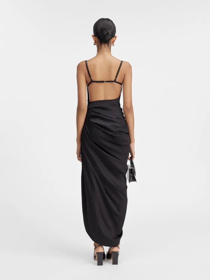 JACQUEMUS Dresses and Skirts Long Asymmetric Lingerie Dress Black 8211 Women