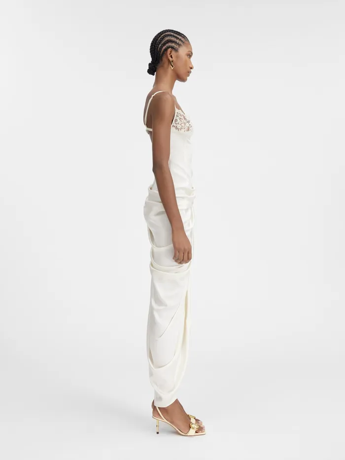 JACQUEMUS Dresses and Skirts Long Asymmetric Lingerie Dress Offwhite 8211 Women