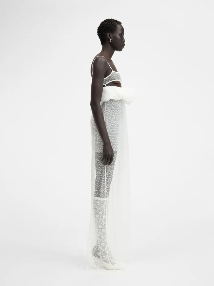 JACQUEMUS Dresses and Skirts Long Ribbon Neglig Dress White 8211 Women