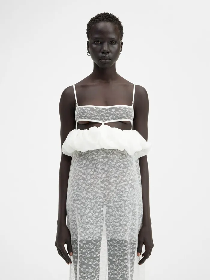 JACQUEMUS Dresses and Skirts Long Ribbon Neglig Dress White 8211 Women