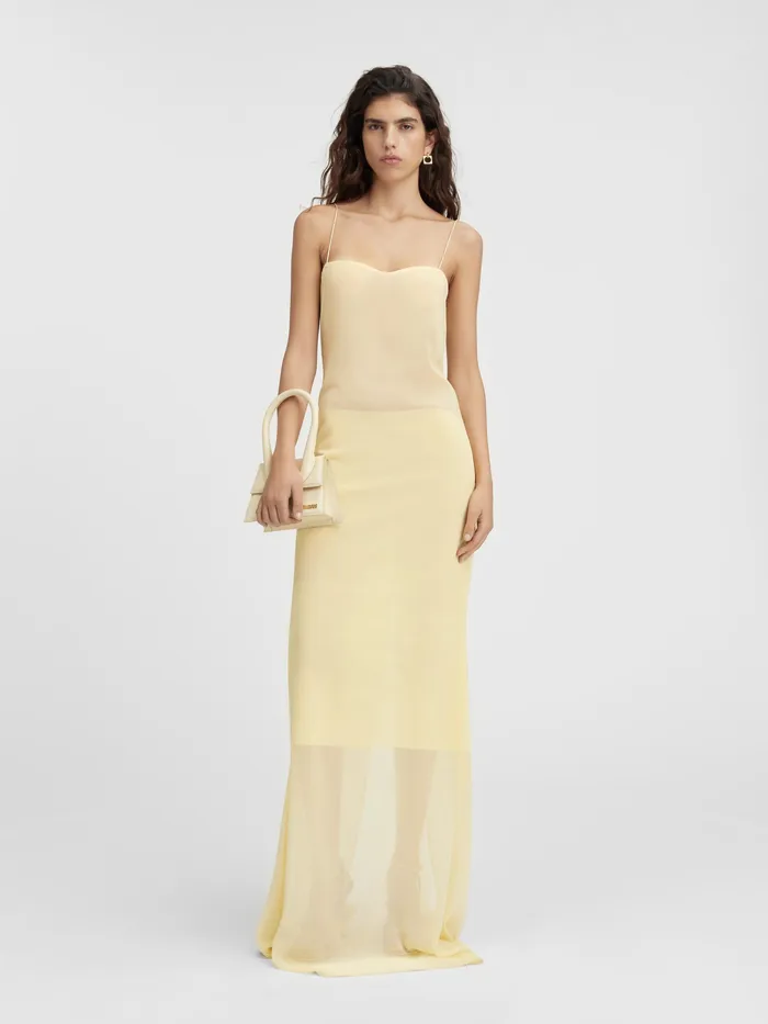 JACQUEMUS Dresses and Skirts Long Sheer Dress Pale Yellow 8211 Women