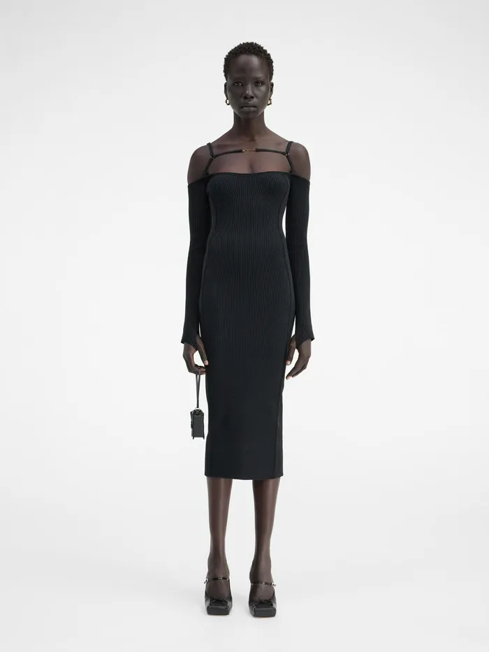 JACQUEMUS Dresses and Skirts Long Sleeve Lingerie Dress Black 8211 Women