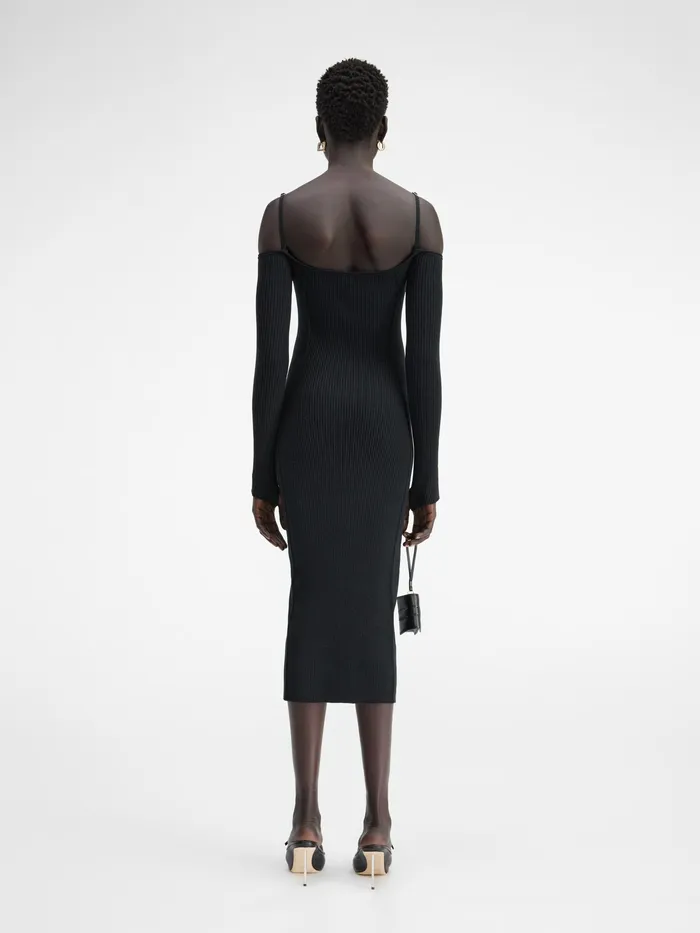 JACQUEMUS Dresses and Skirts Long Sleeve Lingerie Dress Black 8211 Women