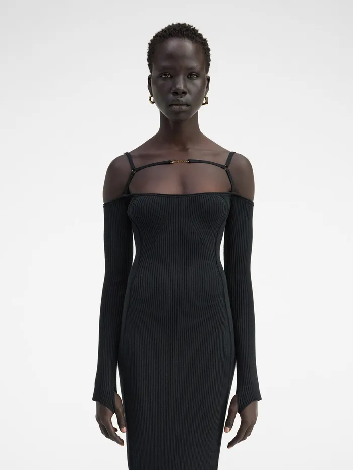 JACQUEMUS Dresses and Skirts Long Sleeve Lingerie Dress Black 8211 Women