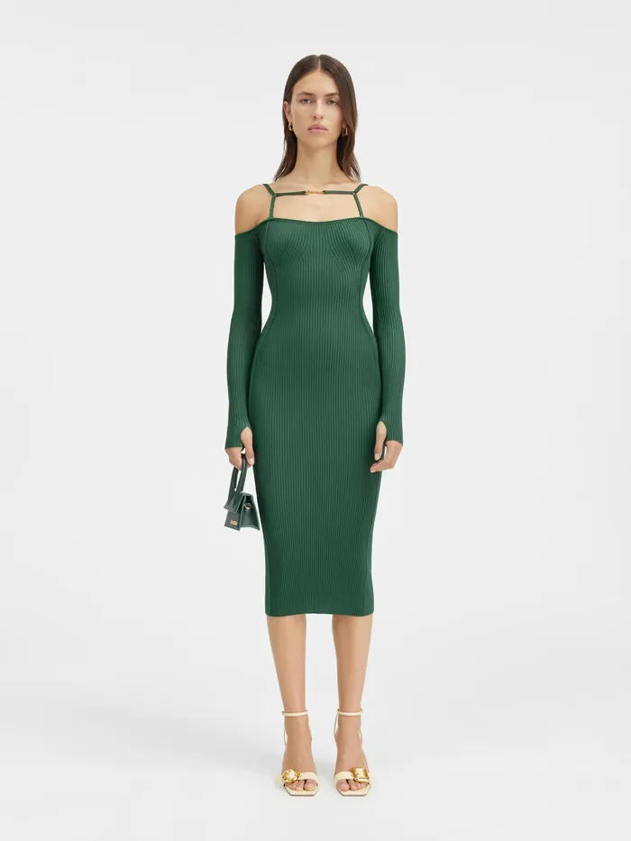 JACQUEMUS Dresses and Skirts Long Sleeve Lingerie Dress Dark Green 8211 Women JACQUEMUS Dresses and Skirts Long Sleeve Lingerie Dress Dark Green 8211 Women