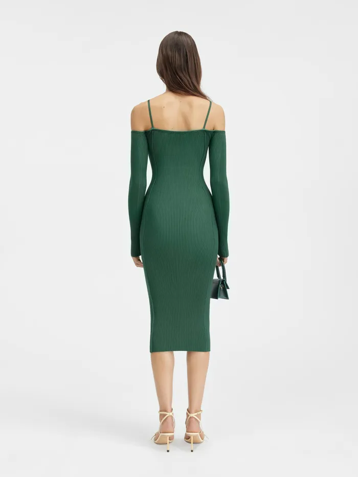 JACQUEMUS Dresses and Skirts Long Sleeve Lingerie Dress Dark Green 8211 Women