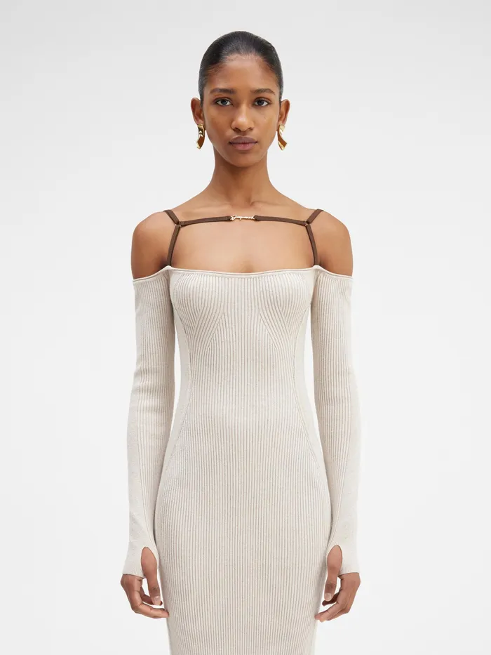 JACQUEMUS Dresses and Skirts Long Sleeve Lingerie Dress Light Brown 8211 Women