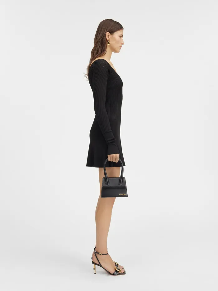 JACQUEMUS Dresses and Skirts Long Sleeve Scalloped Mini Dress Black 8211 Women