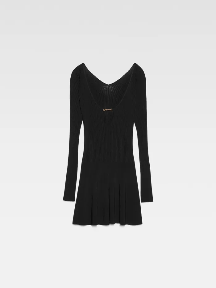 JACQUEMUS Dresses and Skirts Long Sleeve Scalloped Mini Dress Black 8211 Women