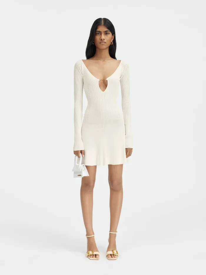 JACQUEMUS Dresses and Skirts Long Sleeve Scalloped Mini Dress Offwhite 8211 Women JACQUEMUS Dresses and Skirts Long Sleeve Scalloped Mini Dress Offwhite 8211 Women