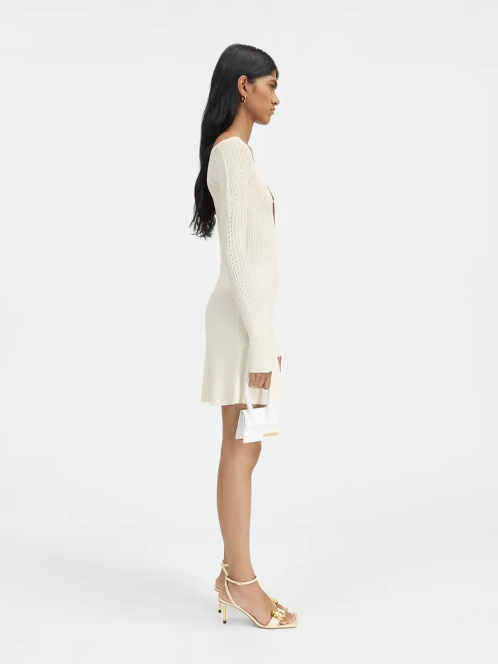 JACQUEMUS Dresses and Skirts Long Sleeve Scalloped Mini Dress Offwhite 8211 Women