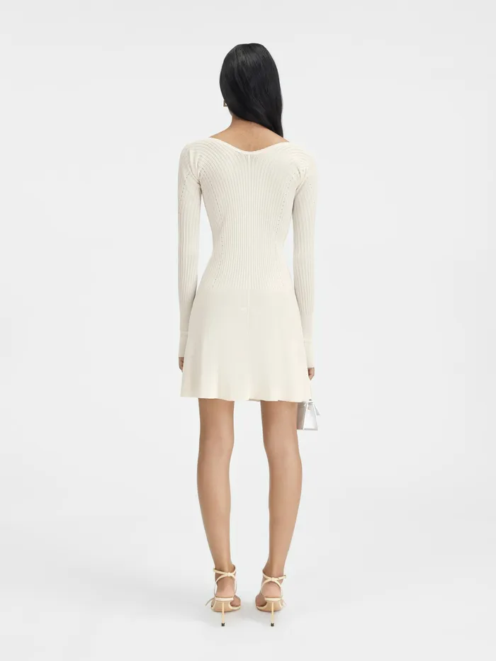 JACQUEMUS Dresses and Skirts Long Sleeve Scalloped Mini Dress Offwhite 8211 Women