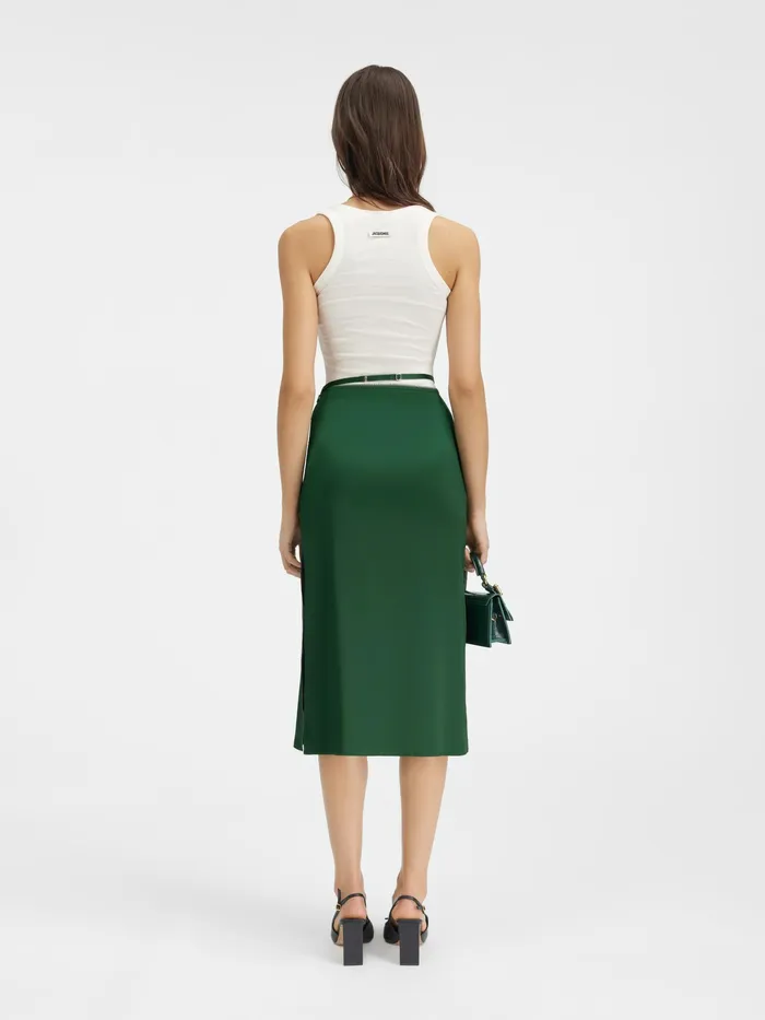 JACQUEMUS Dresses and Skirts Satin Midi Skirt Dark Green 8211 Women