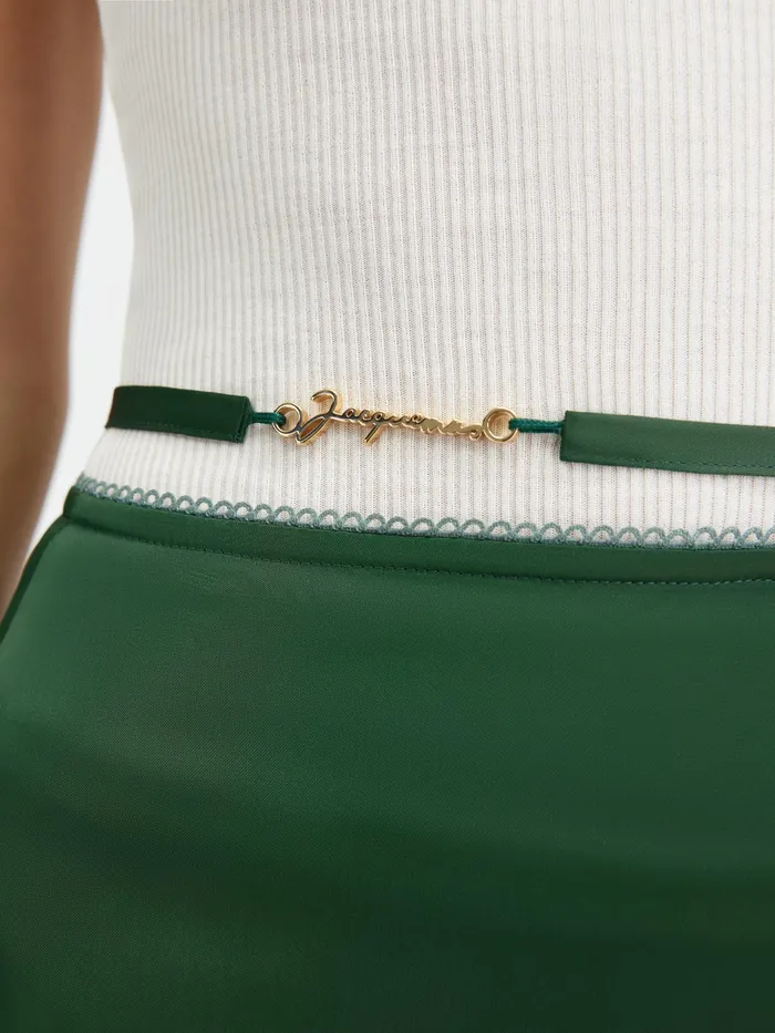 JACQUEMUS Dresses and Skirts Satin Midi Skirt Dark Green 8211 Women