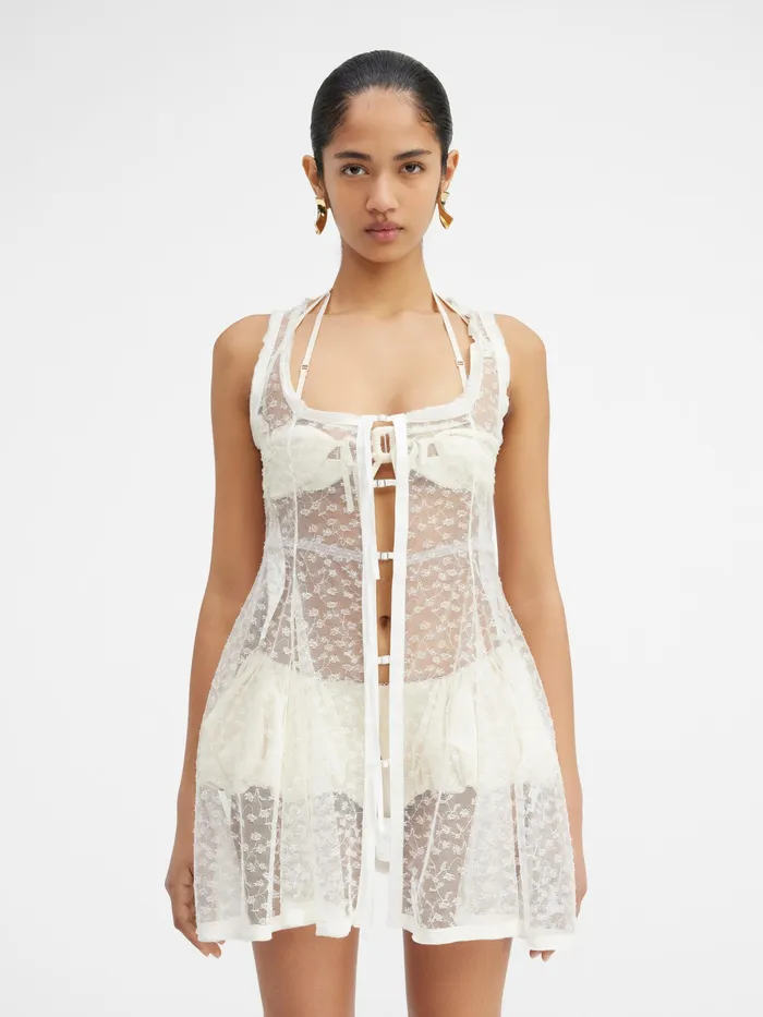 JACQUEMUS Dresses and Skirts Short Ribbon Neglig Dress White 8211 Women