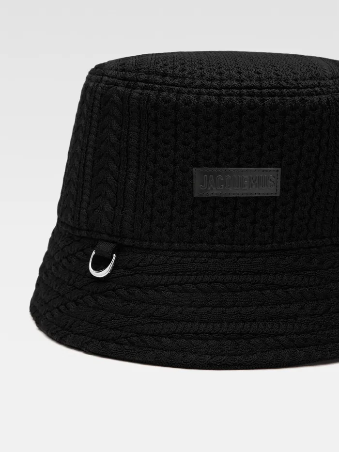 JACQUEMUS Hats Cable Knit Bucket Hat Black 8211 Women