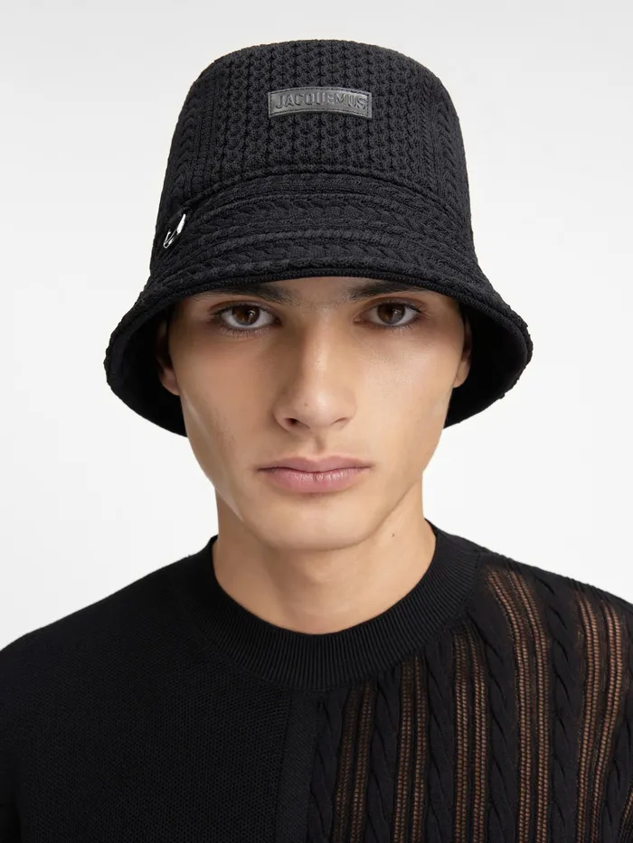 JACQUEMUS Hats Cable Knit Bucket Hat Black 8211 Women