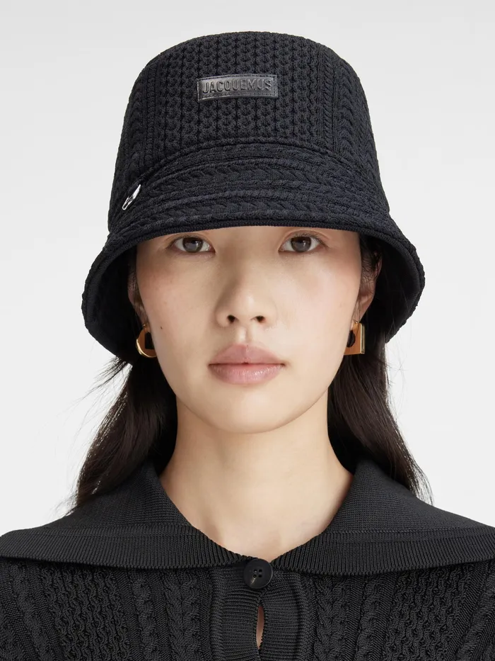 JACQUEMUS Hats Cable Knit Bucket Hat Black 8211 Women