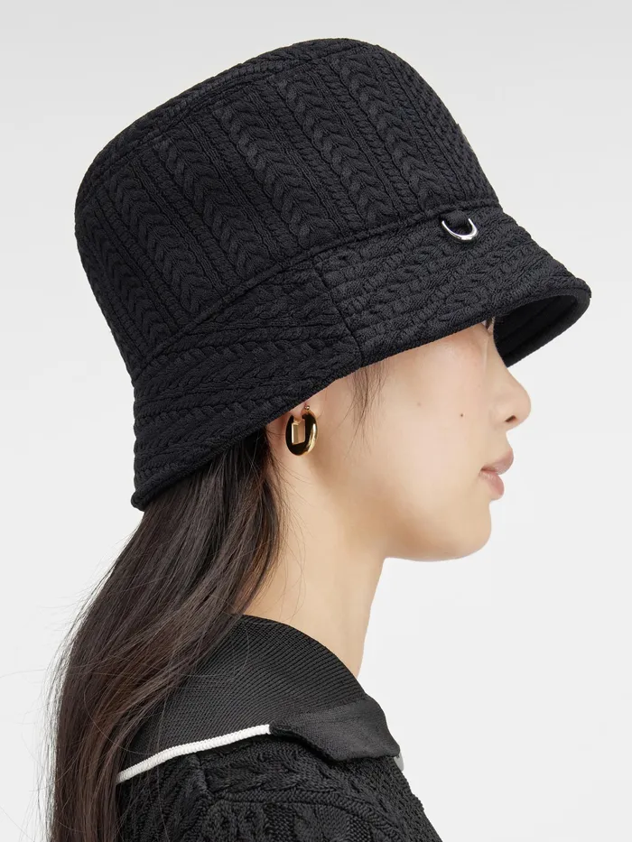 JACQUEMUS Hats Cable Knit Bucket Hat Black 8211 Women