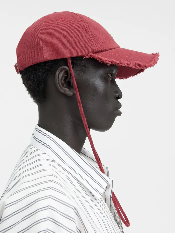 JACQUEMUS Hats Frayed Baseball Cap Dark Red 8211 Men