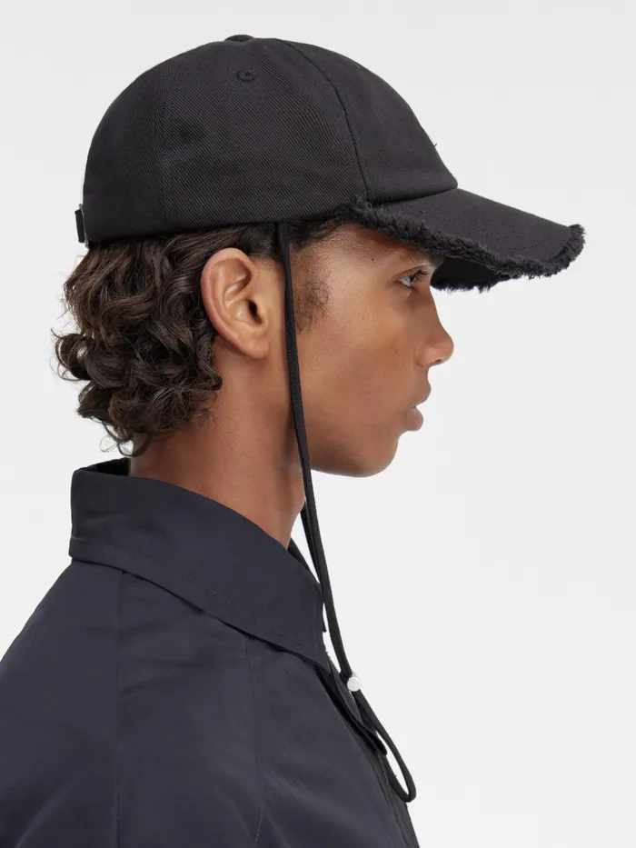 JACQUEMUS Hats Fringe Baseball Cap Black 8211 Men