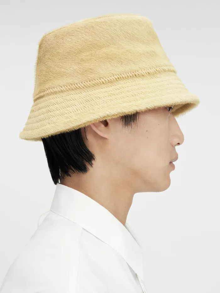 JACQUEMUS Hats PonyHair Bucket Hat Pale Yellow 8211 Women