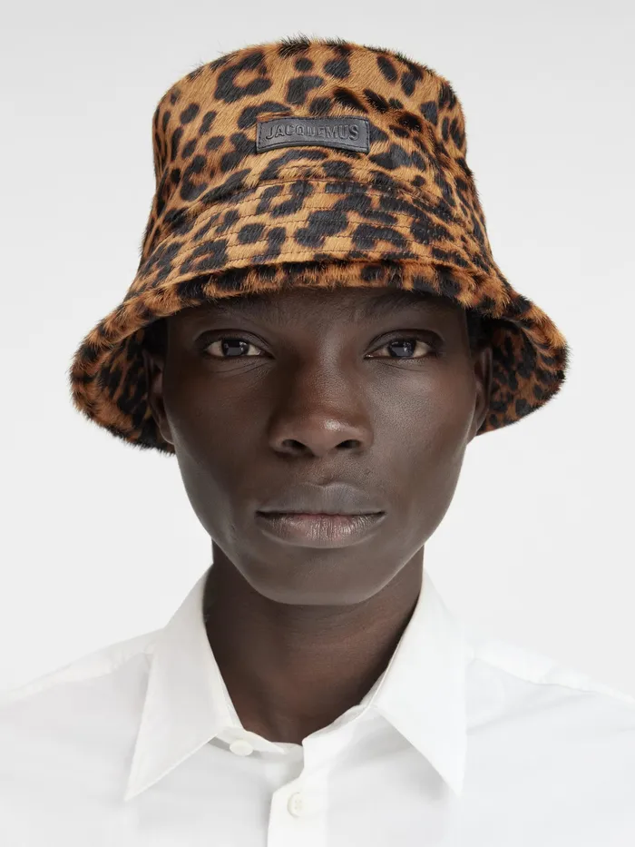 JACQUEMUS Hats PonyHair Bucket Hat Print Leopard Brown 8211 Men
