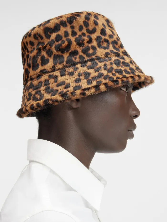 JACQUEMUS Hats PonyHair Bucket Hat Print Leopard Brown 8211 Men