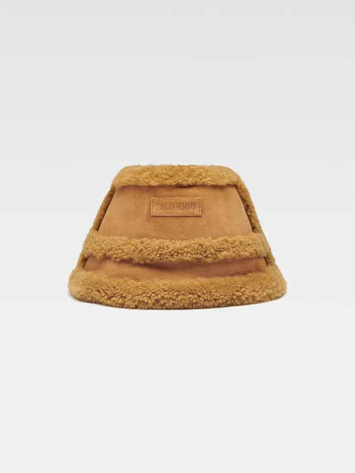 JACQUEMUS Hats Shearling Bucket Hat Camel 8211 Men