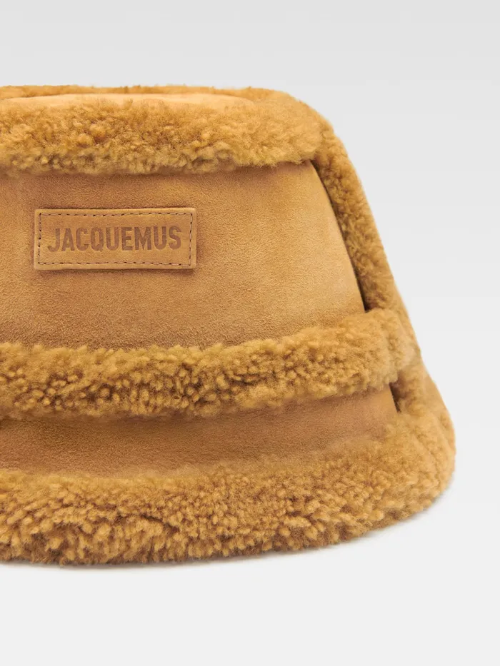 JACQUEMUS Hats Shearling Bucket Hat Camel 8211 Men