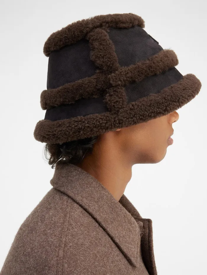 JACQUEMUS Hats Shearling Bucket Hat Dark Brown 8211 Men